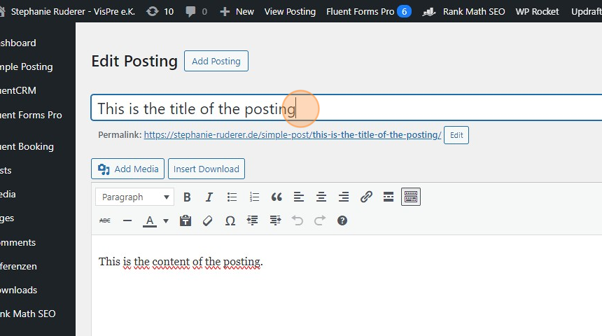 Creating a New Posting with Featured Image and Alt Tag - Step 3