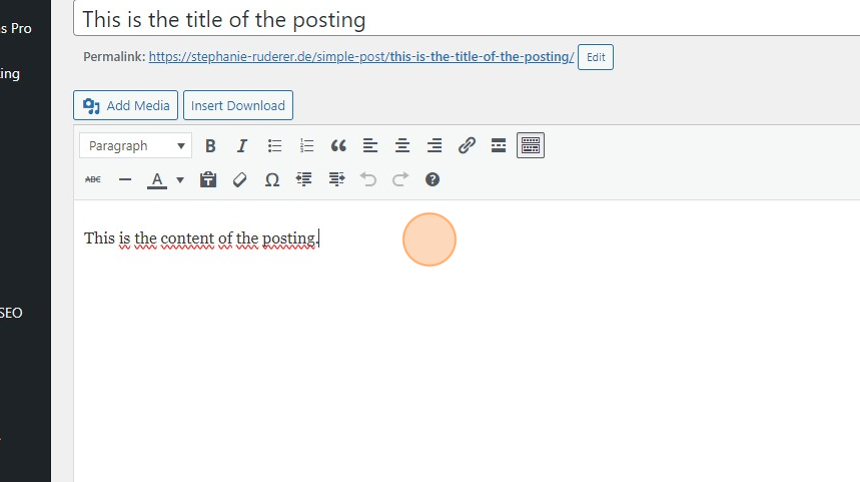 Creating a New Posting with Featured Image and Alt Tag - Step 4