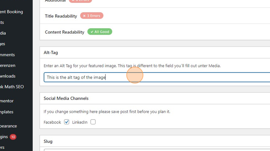 Creating a New Posting with Featured Image and Alt Tag - Step 9