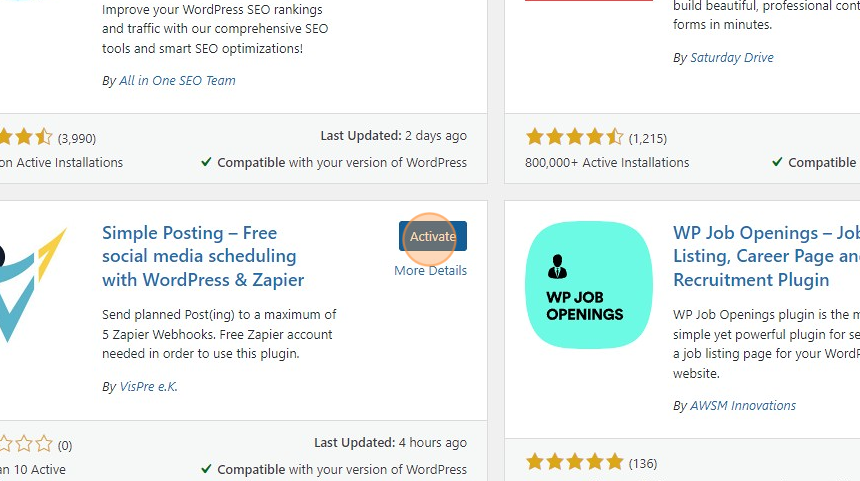 Install and Activate the Simple Posting Plugin - Step 6