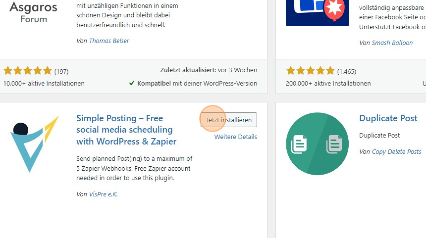 Installiere und aktiviere das Simple-Posting-Plugin - Step 4