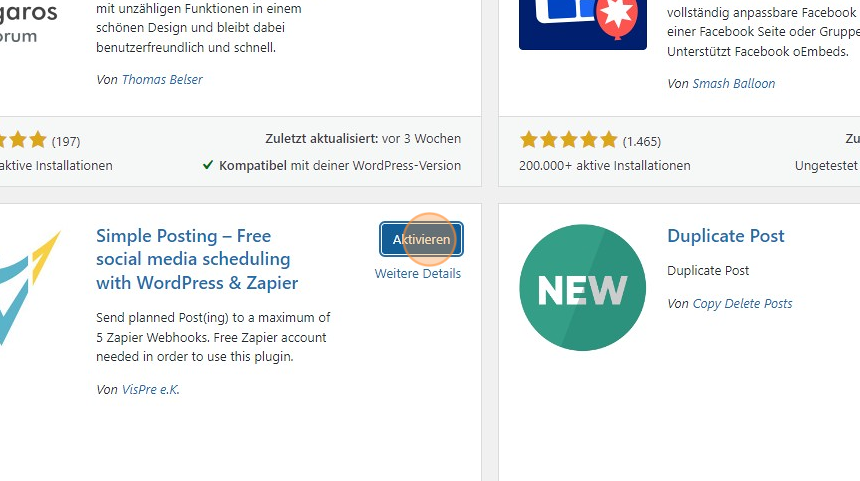 Installiere und aktiviere das Simple-Posting-Plugin - Step 5